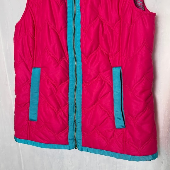 Vineyard Vines Pink Blue Quilted Down Puffer Vest Zip Up Cozy Outerwear | Sz XS - Picture 6 of 17
